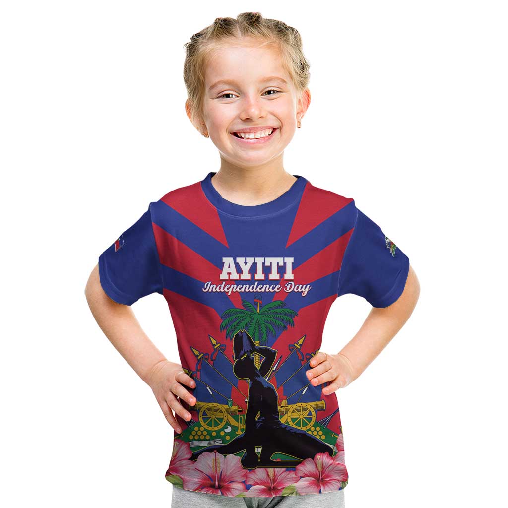 Personalised Haiti Independence Day Kid T Shirt Neg Marron Flag Map - Wonder Print Shop
