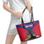 Personalised Haiti Independence Day Leather Tote Bag Neg Marron Flag Map - Wonder Print Shop