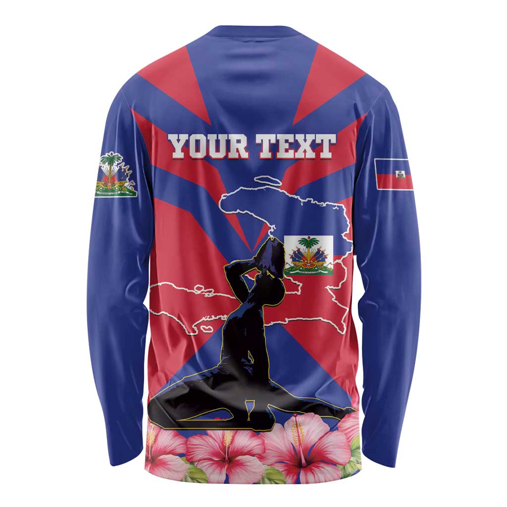 Personalised Haiti Independence Day Long Sleeve Shirt Neg Marron Flag Map - Wonder Print Shop