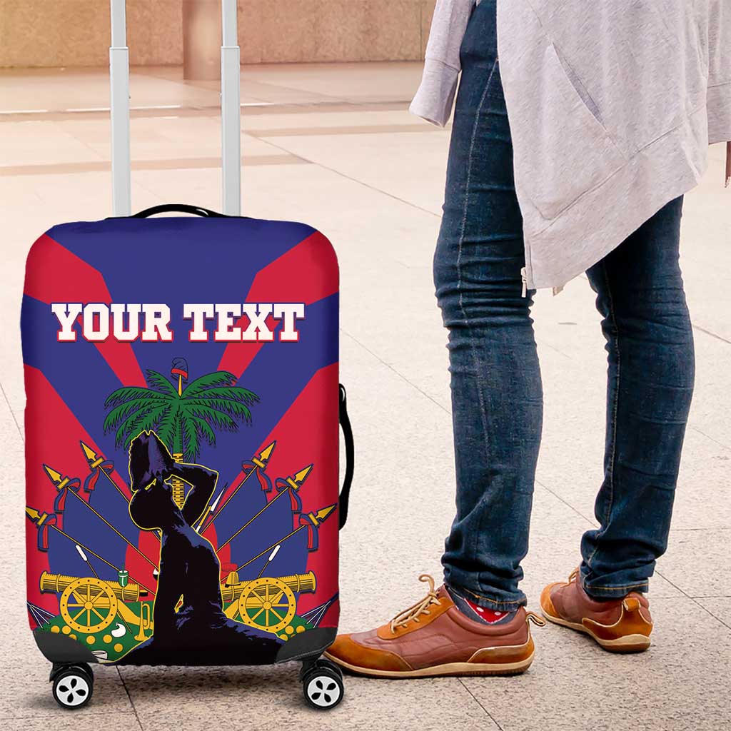 Personalised Haiti Independence Day Luggage Cover Neg Marron Flag Map - Wonder Print Shop