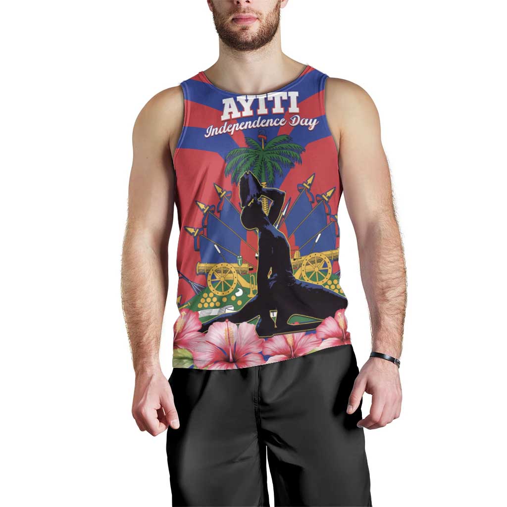 Personalised Haiti Independence Day Men Tank Top Neg Marron Flag Map - Wonder Print Shop