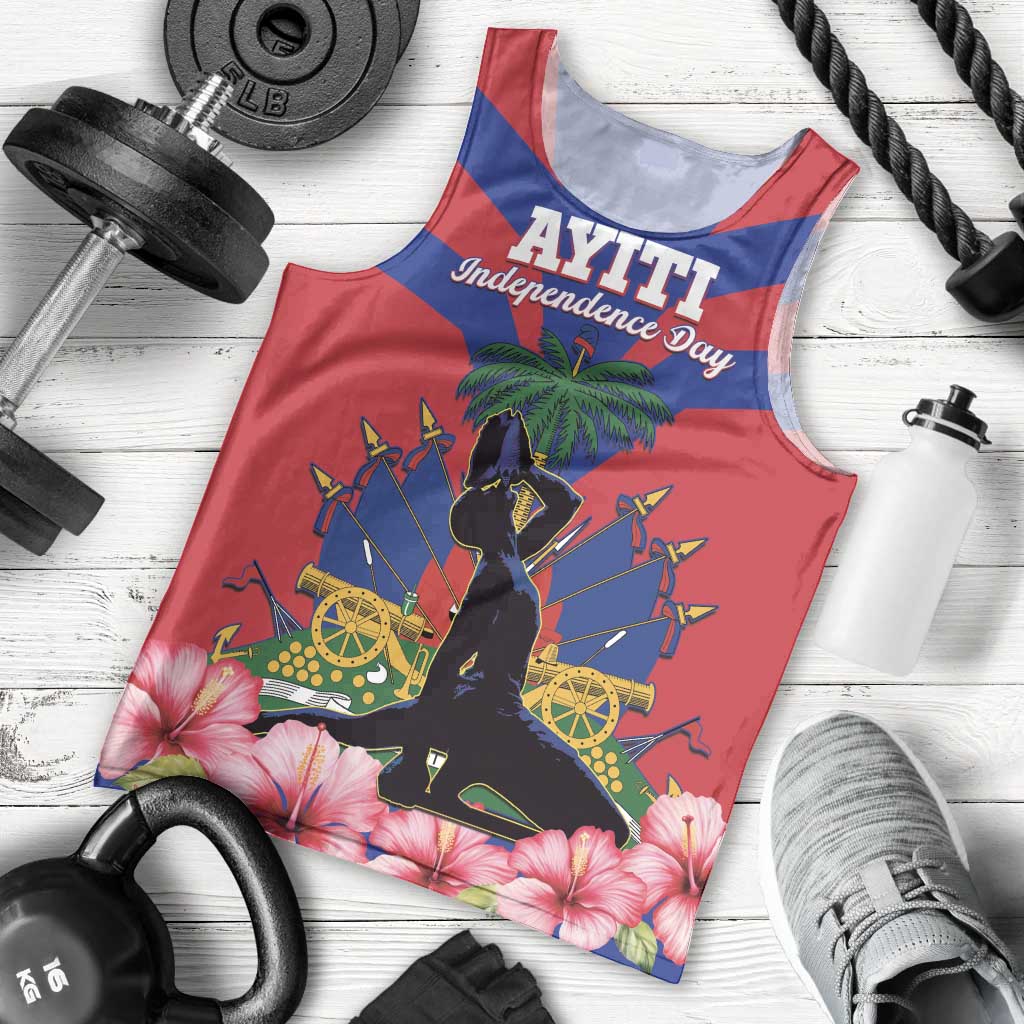 Personalised Haiti Independence Day Men Tank Top Neg Marron Flag Map - Wonder Print Shop