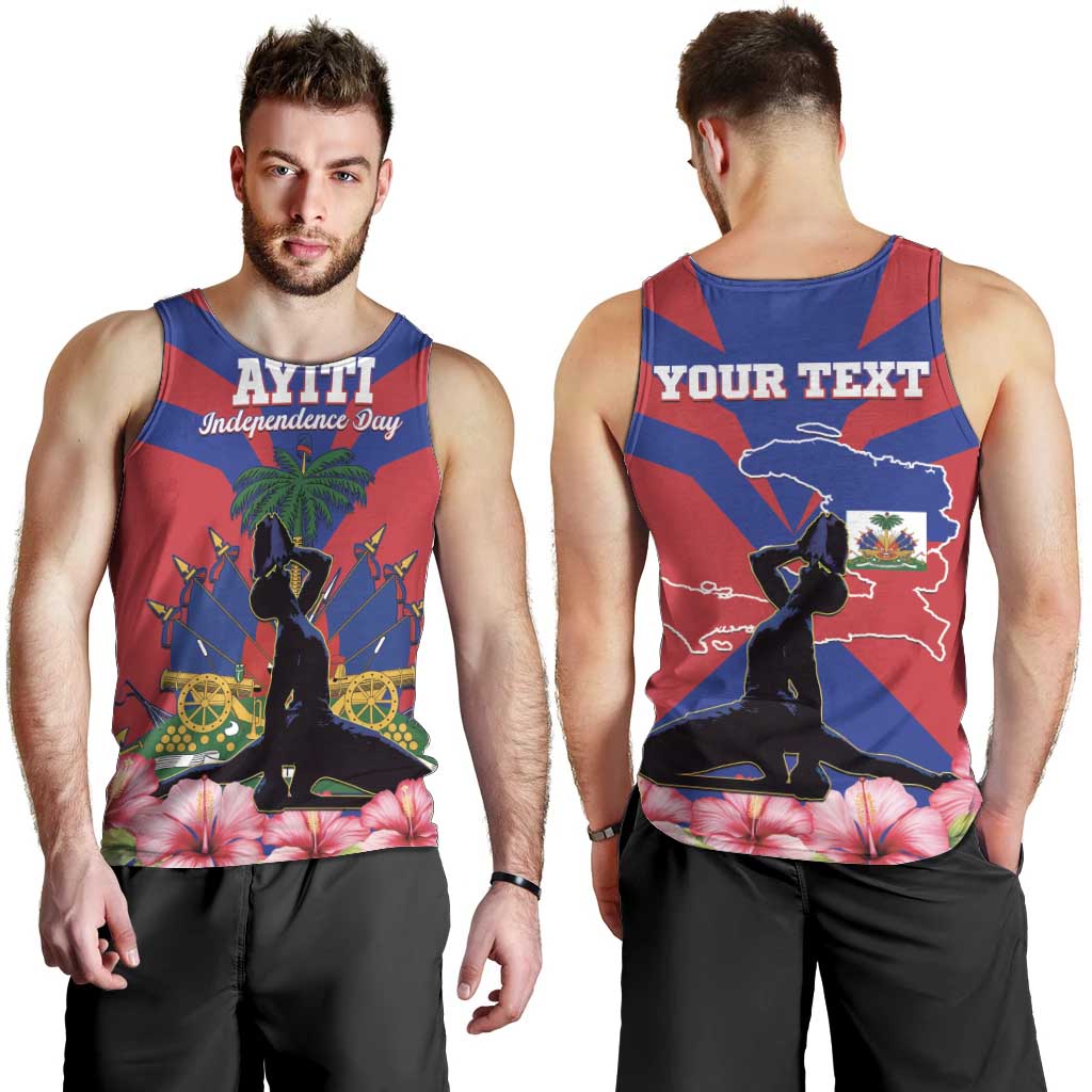 Personalised Haiti Independence Day Men Tank Top Neg Marron Flag Map - Wonder Print Shop