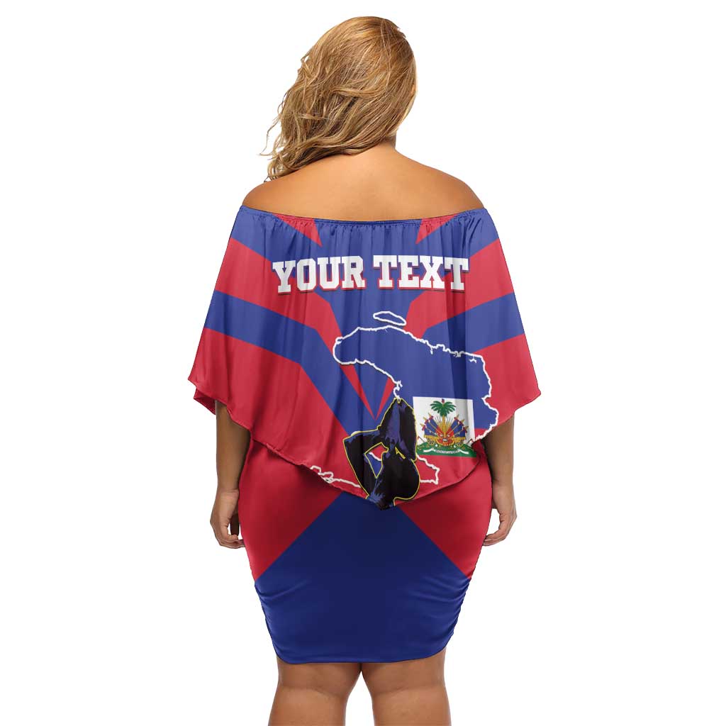 Personalised Haiti Independence Day Off Shoulder Short Dress Neg Marron Flag Map - Wonder Print Shop