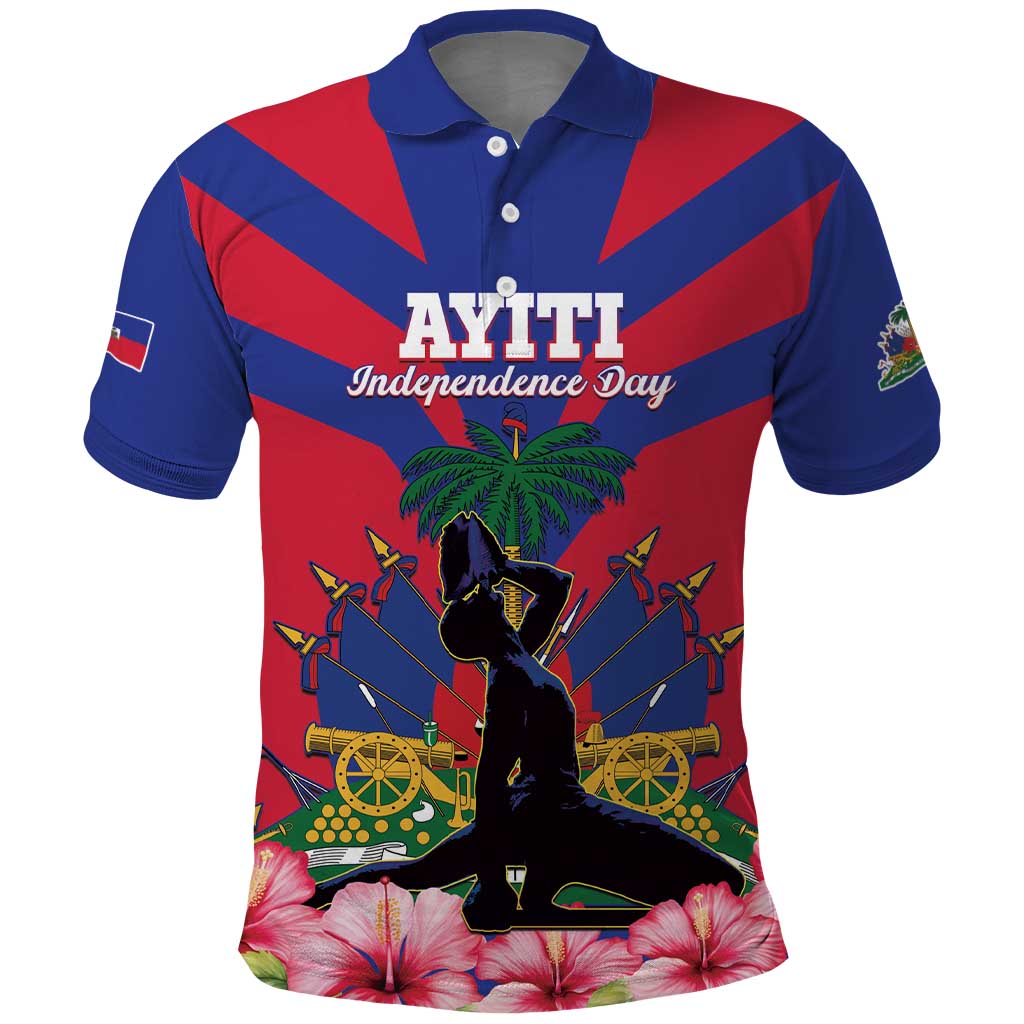 Personalised Haiti Independence Day Polo Shirt Neg Marron Flag Map - Wonder Print Shop