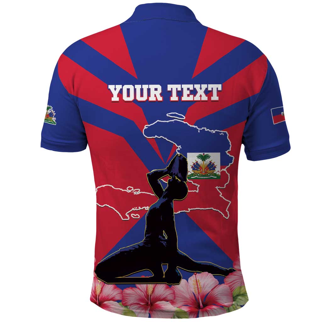 Personalised Haiti Independence Day Polo Shirt Neg Marron Flag Map - Wonder Print Shop
