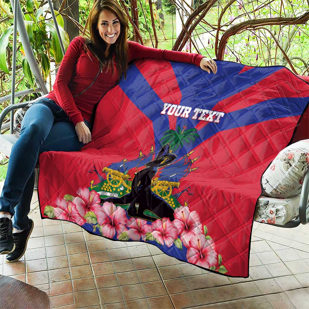 Personalised Haiti Independence Day Quilt Neg Marron Flag Map - Wonder Print Shop