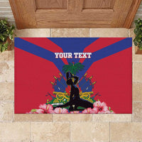 Personalised Haiti Independence Day Rubber Doormat Neg Marron Flag Map - Wonder Print Shop