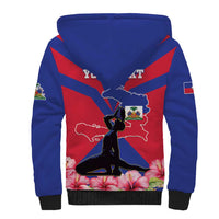 Personalised Haiti Independence Day Sherpa Hoodie Neg Marron Flag Map - Wonder Print Shop