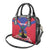 Personalised Haiti Independence Day Shoulder Handbag Neg Marron Flag Map