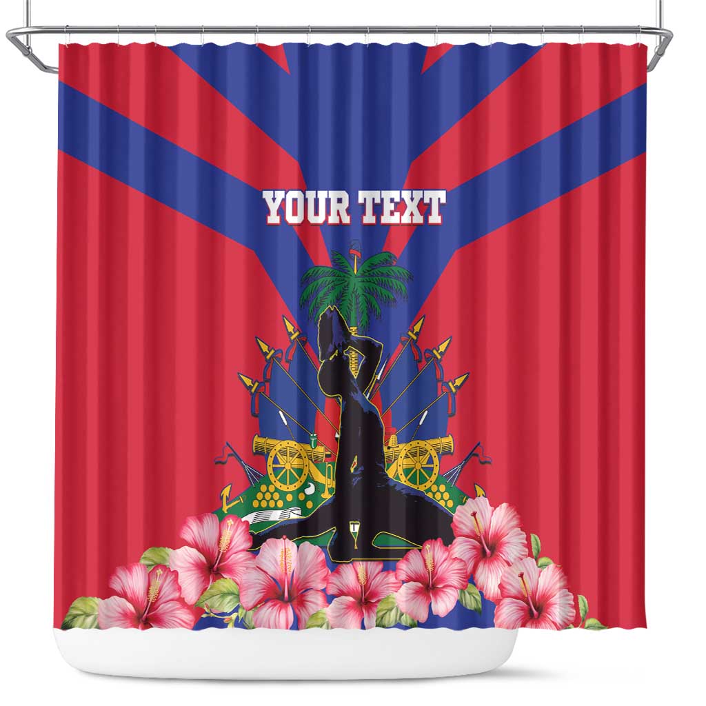 Personalised Haiti Independence Day Shower Curtain Neg Marron Flag Map