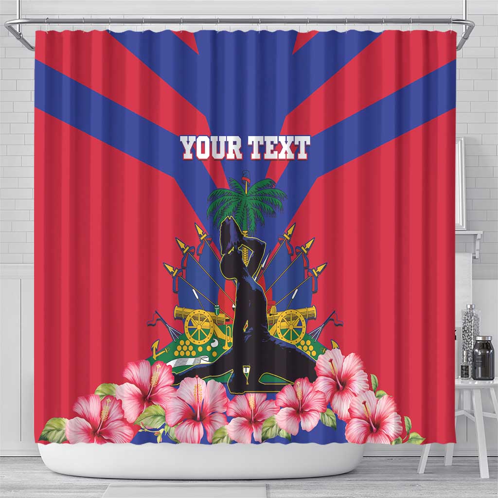 Personalised Haiti Independence Day Shower Curtain Neg Marron Flag Map