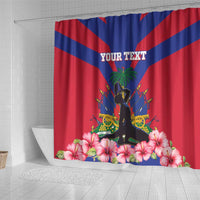 Personalised Haiti Independence Day Shower Curtain Neg Marron Flag Map