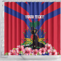 Personalised Haiti Independence Day Shower Curtain Neg Marron Flag Map