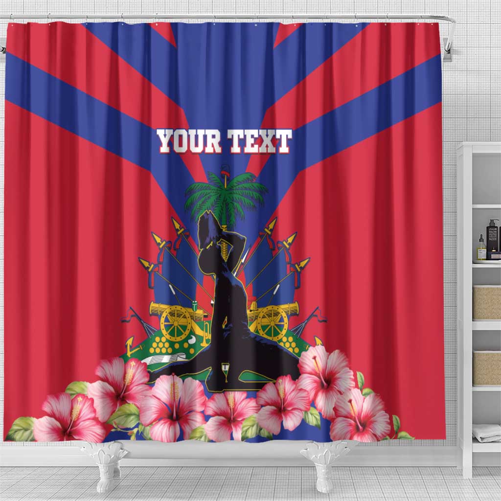 Personalised Haiti Independence Day Shower Curtain Neg Marron Flag Map