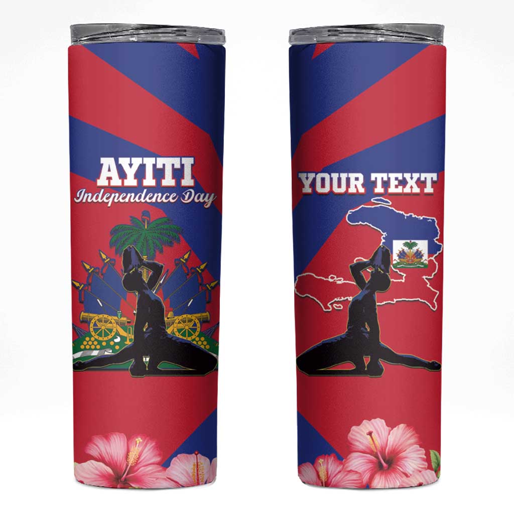 Personalised Haiti Independence Day Skinny Tumbler Neg Marron Flag Map - Wonder Print Shop
