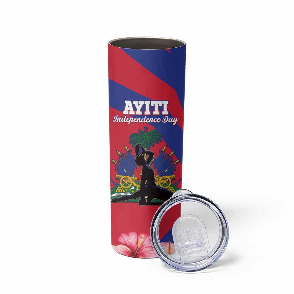 Personalised Haiti Independence Day Skinny Tumbler Neg Marron Flag Map - Wonder Print Shop