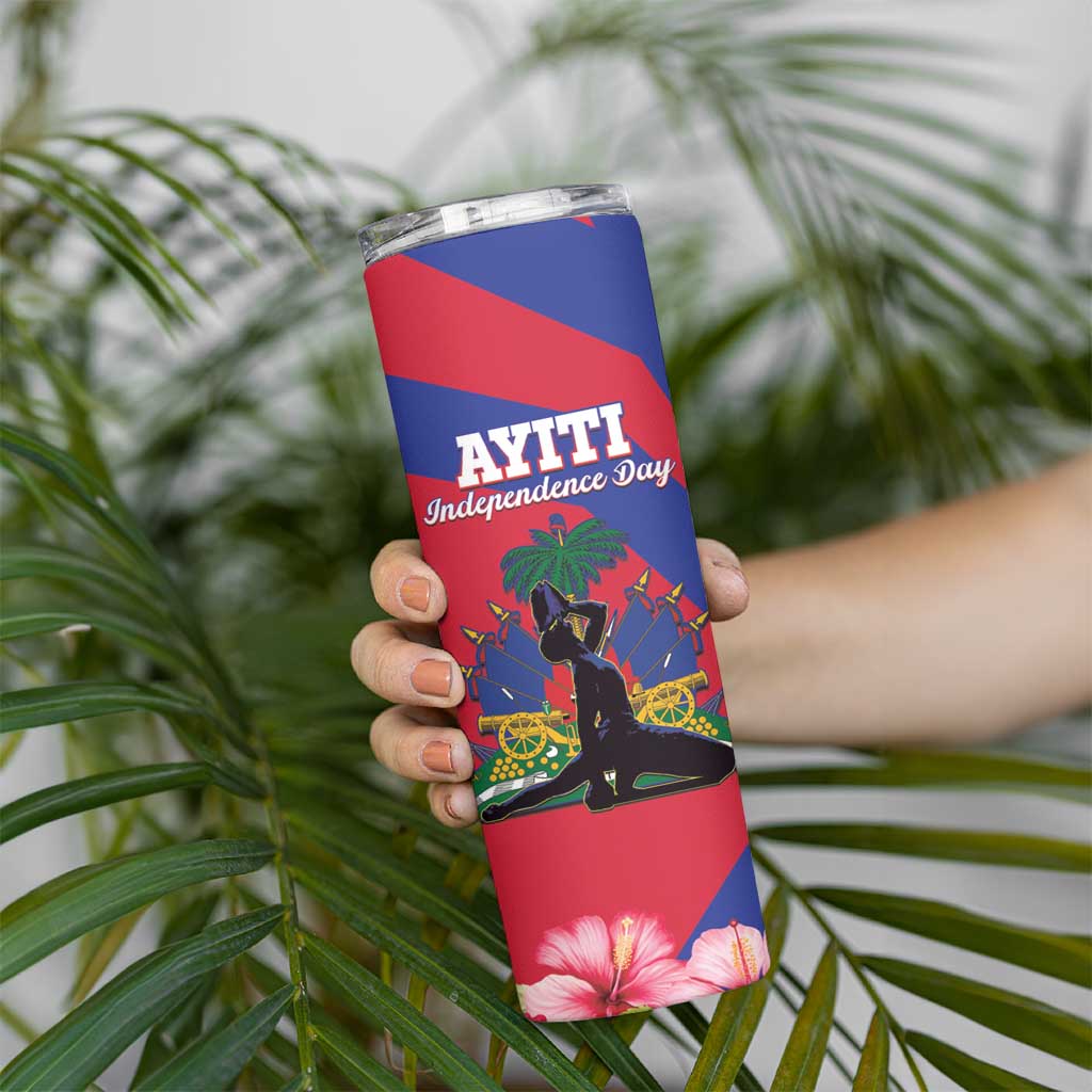 Personalised Haiti Independence Day Skinny Tumbler Neg Marron Flag Map - Wonder Print Shop