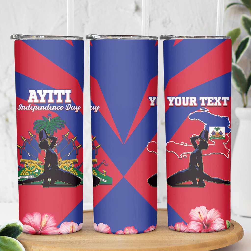 Personalised Haiti Independence Day Skinny Tumbler Neg Marron Flag Map - Wonder Print Shop