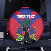 Personalised Haiti Independence Day Spare Tire Cover Neg Marron Flag Map - Wonder Print Shop