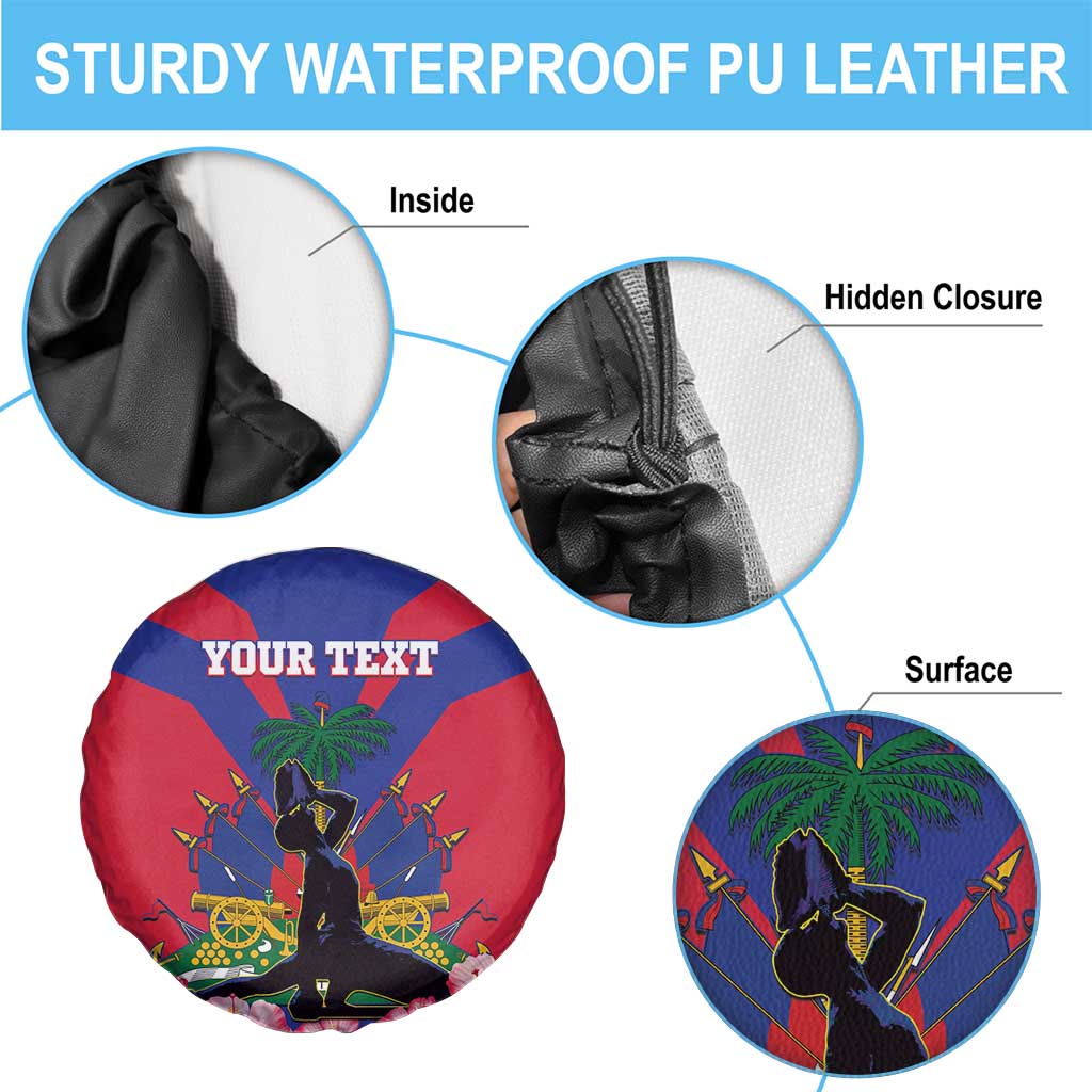 Personalised Haiti Independence Day Spare Tire Cover Neg Marron Flag Map - Wonder Print Shop