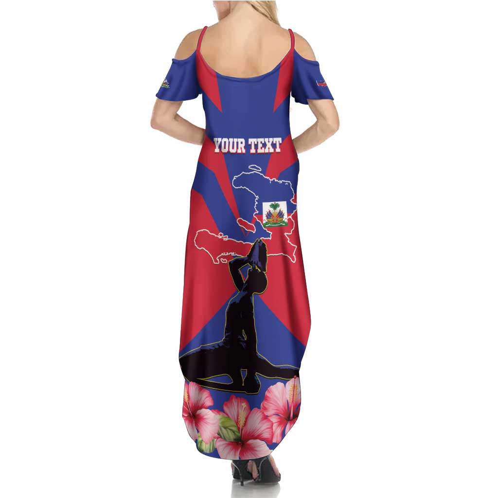 Personalised Haiti Independence Day Summer Maxi Dress Neg Marron Flag Map - Wonder Print Shop