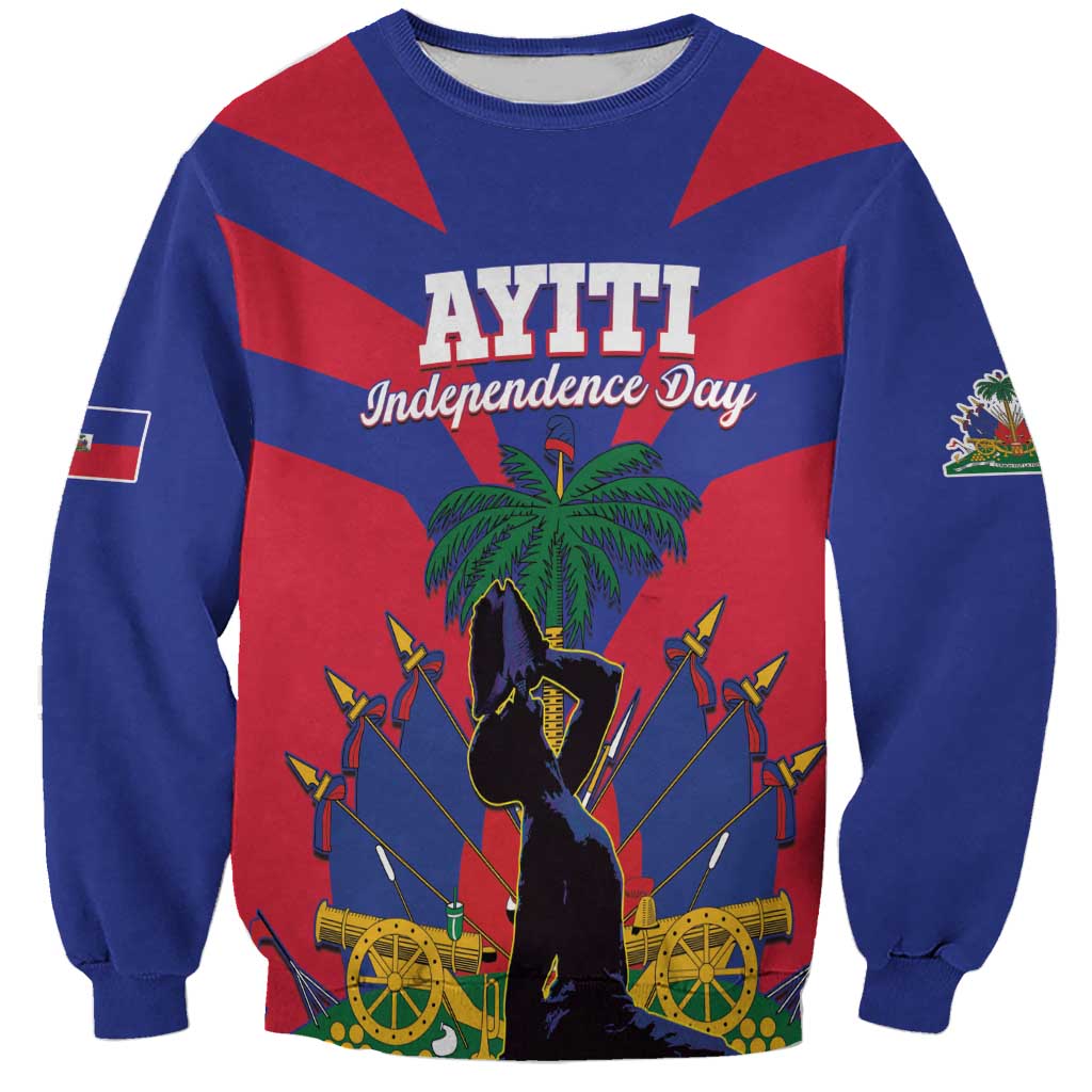 Personalised Haiti Independence Day Sweatshirt Neg Marron Flag Map - Wonder Print Shop