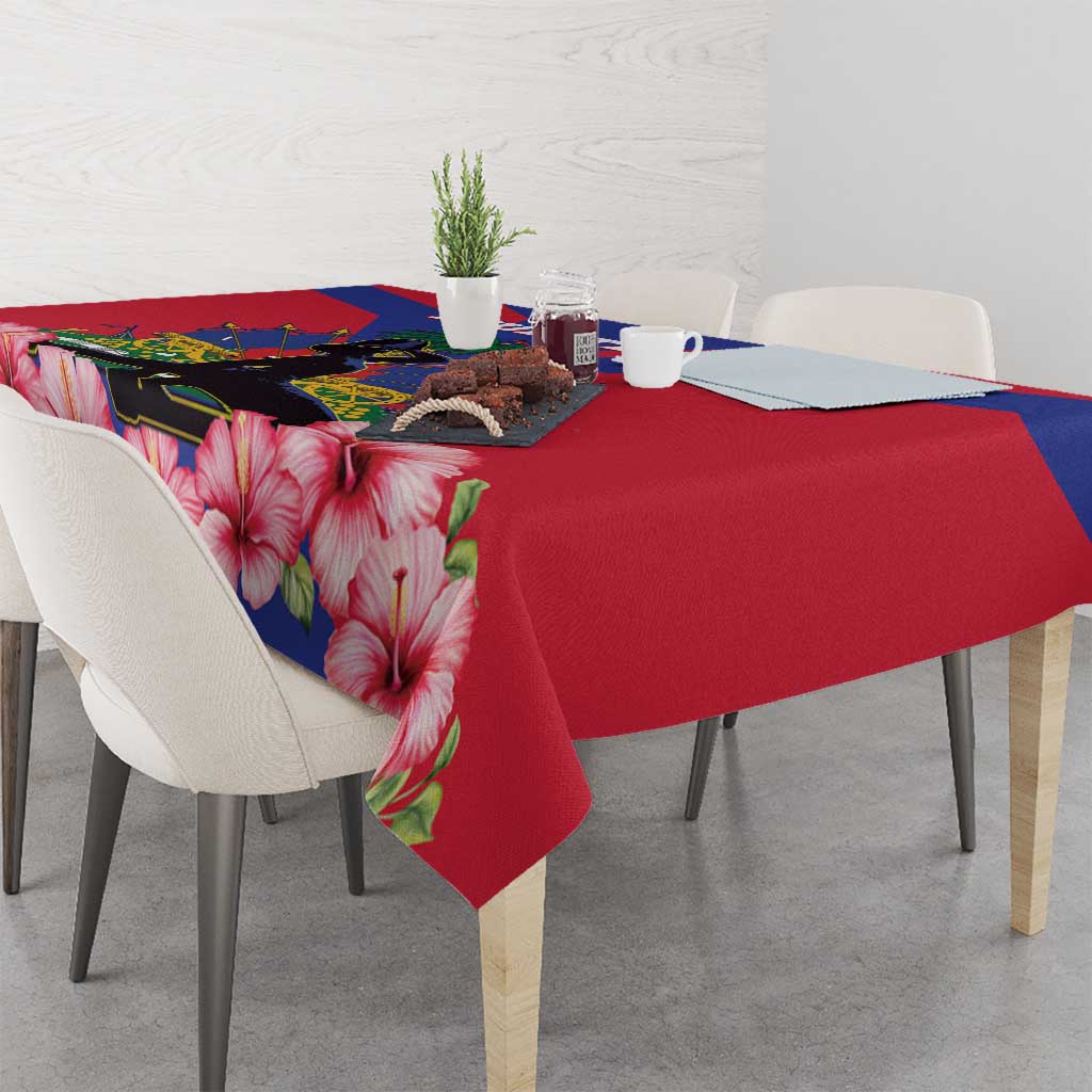Personalised Haiti Independence Day Tablecloth Neg Marron Flag Map - Wonder Print Shop