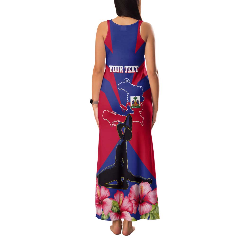 Personalised Haiti Independence Day Tank Maxi Dress Neg Marron Flag Map - Wonder Print Shop