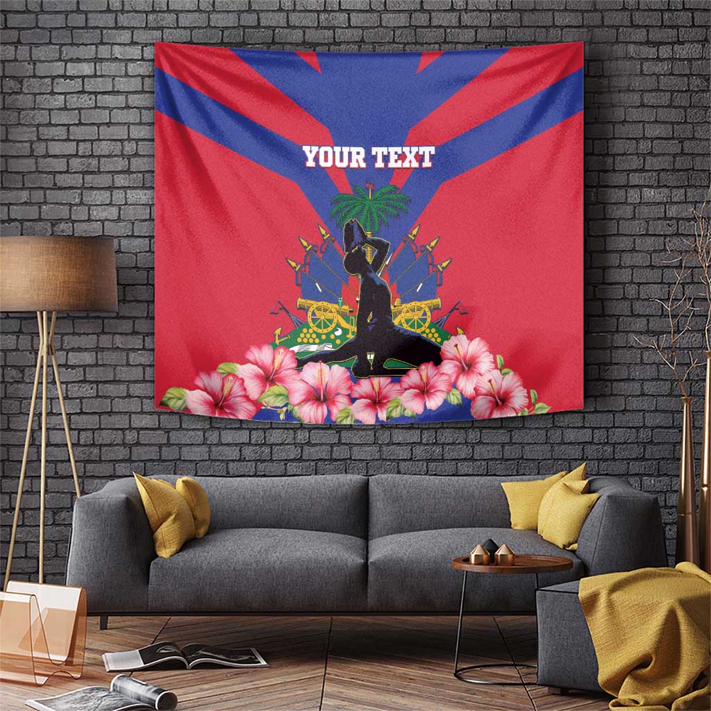 Personalised Haiti Independence Day Tapestry Neg Marron Flag Map - Wonder Print Shop