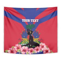 Personalised Haiti Independence Day Tapestry Neg Marron Flag Map - Wonder Print Shop