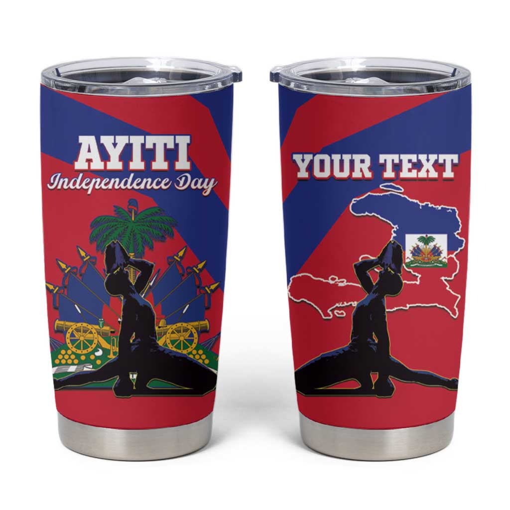 Personalised Haiti Independence Day Tumbler Cup Neg Marron Flag Map - Wonder Print Shop
