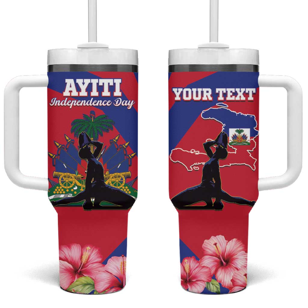 Personalised Haiti Independence Day Tumbler With Handle Neg Marron Flag Map - Wonder Print Shop