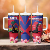 Personalised Haiti Independence Day Tumbler With Handle Neg Marron Flag Map - Wonder Print Shop