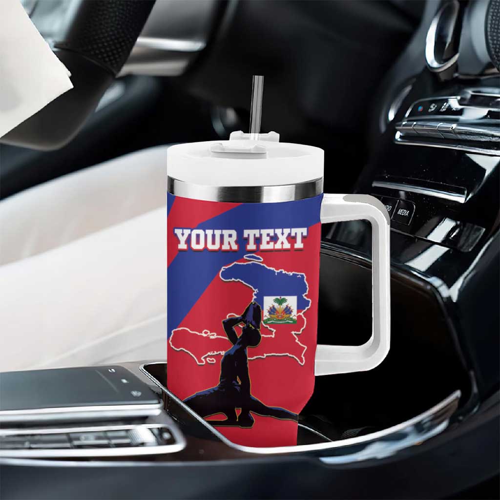 Personalised Haiti Independence Day Tumbler With Handle Neg Marron Flag Map - Wonder Print Shop