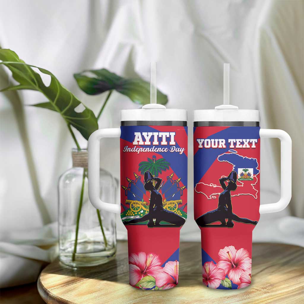 Personalised Haiti Independence Day Tumbler With Handle Neg Marron Flag Map - Wonder Print Shop