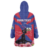 Personalised Haiti Independence Day Wearable Blanket Hoodie Neg Marron Flag Map - Wonder Print Shop