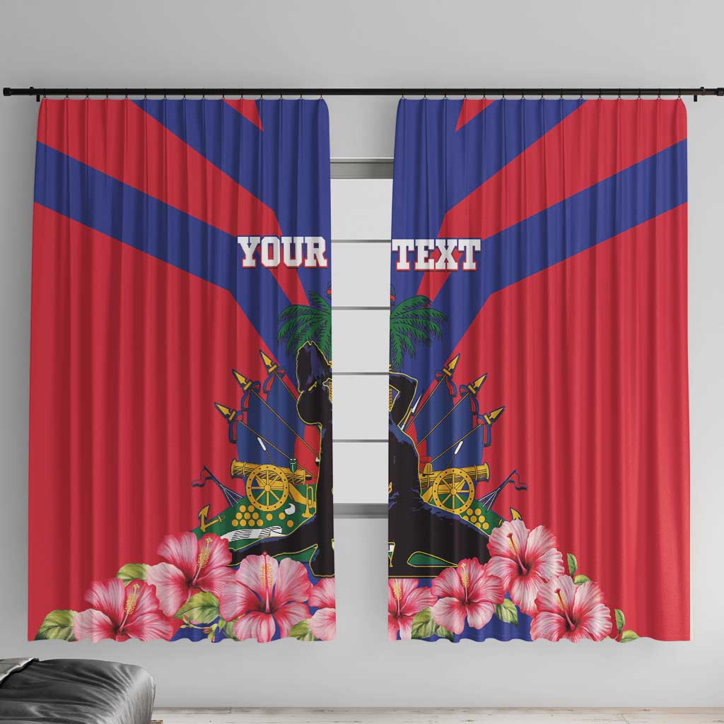 Personalised Haiti Independence Day Window Curtain Neg Marron Flag Map - Wonder Print Shop