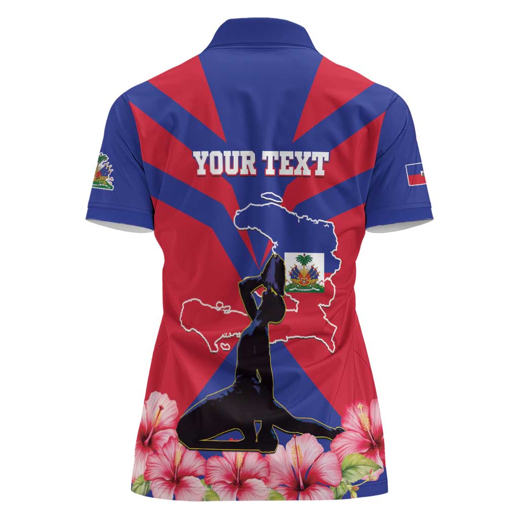 Personalised Haiti Independence Day Women Polo Shirt Neg Marron Flag Map - Wonder Print Shop