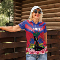 Personalised Haiti Independence Day Women Polo Shirt Neg Marron Flag Map - Wonder Print Shop