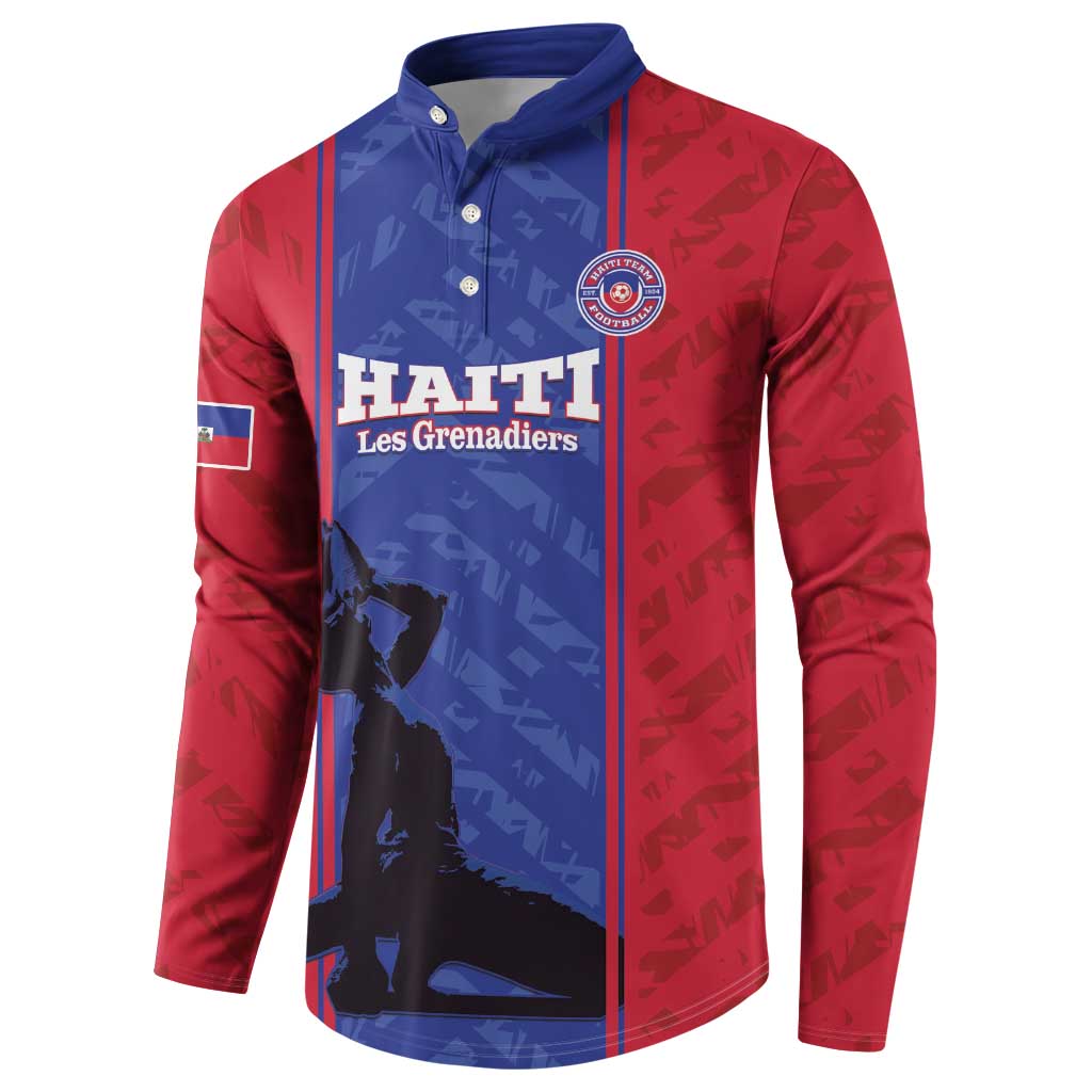 Custom Haiti Football Button Sweatshirt Go Les Grenadiers - Wonder Print Shop