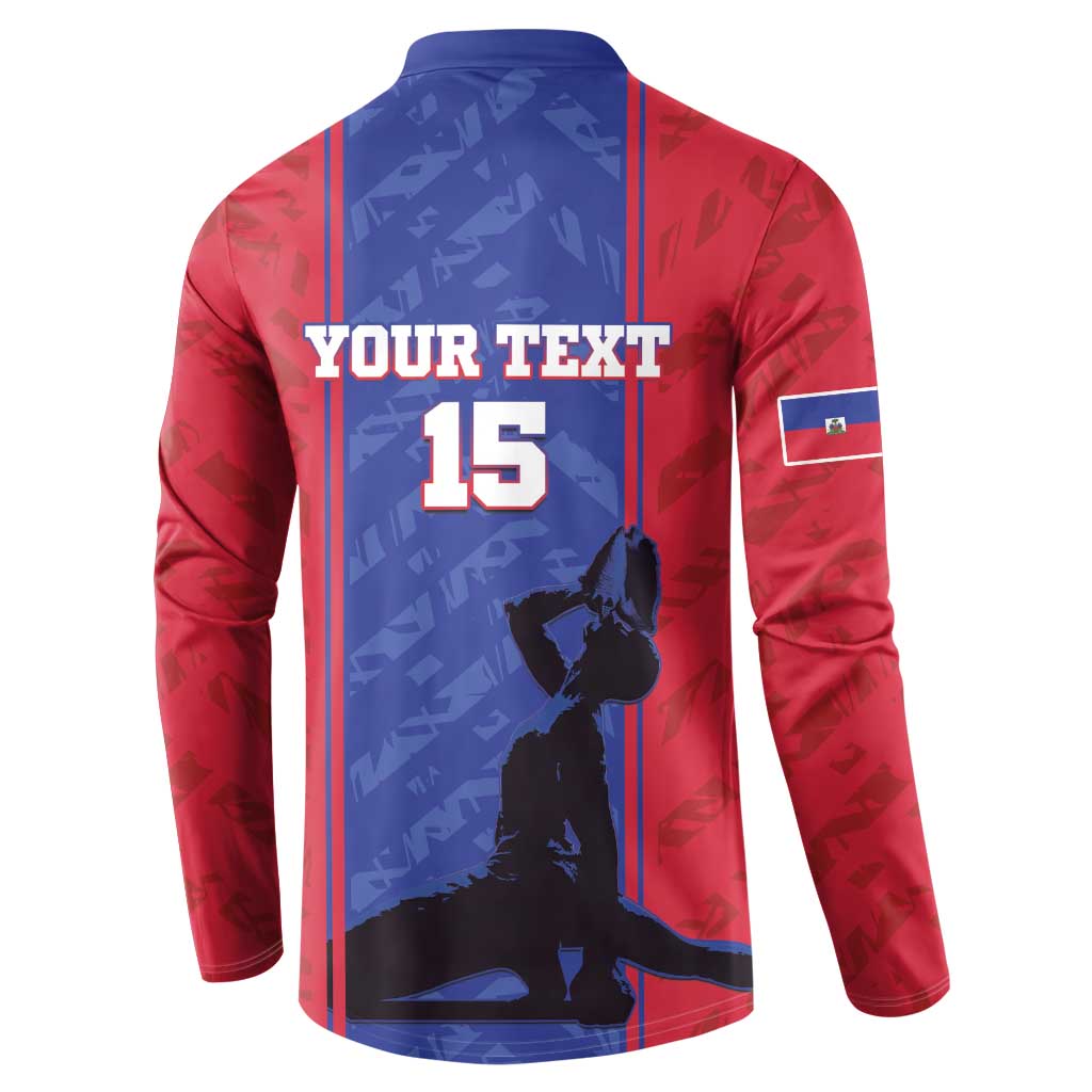 Custom Haiti Football Button Sweatshirt Go Les Grenadiers - Wonder Print Shop