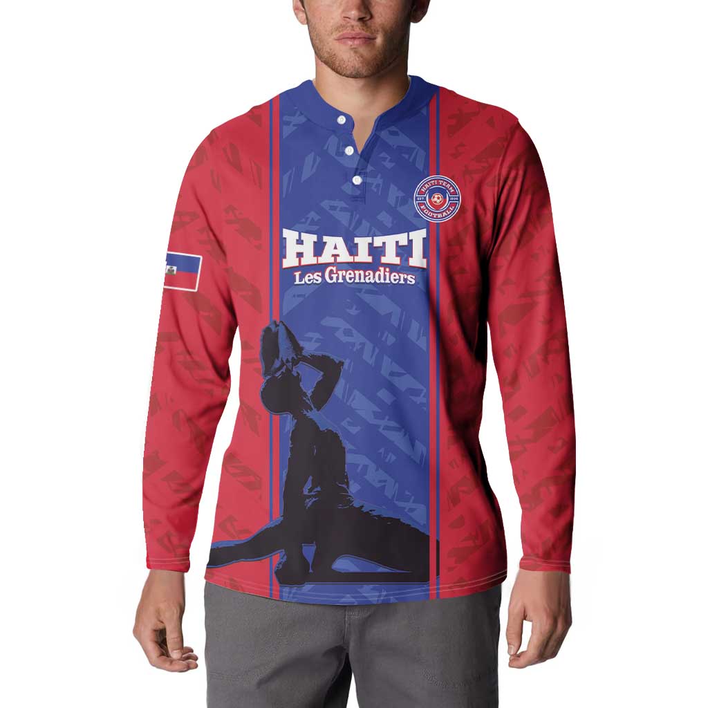 Custom Haiti Football Button Sweatshirt Go Les Grenadiers - Wonder Print Shop