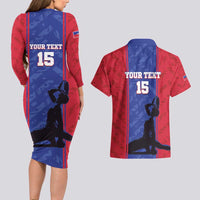 Custom Haiti Football Couples Matching Long Sleeve Bodycon Dress and Hawaiian Shirt Go Les Grenadiers - Wonder Print Shop