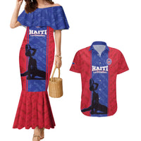 Custom Haiti Football Couples Matching Mermaid Dress and Hawaiian Shirt Go Les Grenadiers - Wonder Print Shop