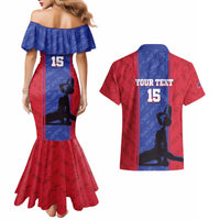 Custom Haiti Football Couples Matching Mermaid Dress and Hawaiian Shirt Go Les Grenadiers - Wonder Print Shop