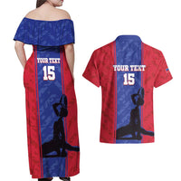 Custom Haiti Football Couples Matching Off Shoulder Maxi Dress and Hawaiian Shirt Go Les Grenadiers - Wonder Print Shop