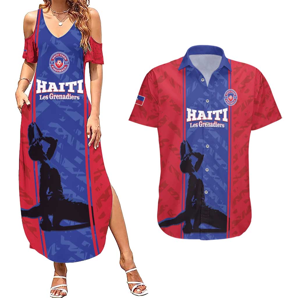 Custom Haiti Football Couples Matching Summer Maxi Dress and Hawaiian Shirt Go Les Grenadiers - Wonder Print Shop