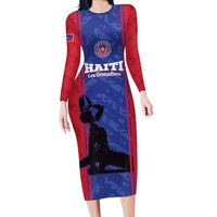 Custom Haiti Football Family Matching Long Sleeve Bodycon Dress and Hawaiian Shirt Go Les Grenadiers - Wonder Print Shop