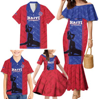 Custom Haiti Football Family Matching Mermaid Dress and Hawaiian Shirt Go Les Grenadiers - Wonder Print Shop